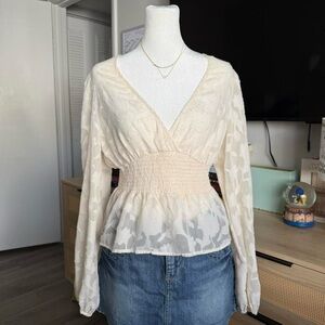 sincerely jules cream lace peplum top